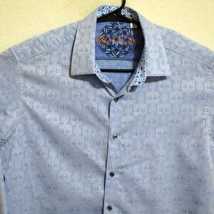 Robert Graham Shirt Mens Large Long Sleeve Button Blue White